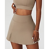 cheap Women&#039;s Skirts &amp; Skorts-US Open Women&#039;s Tennis Skirts Tennis Skirts with Shorts Side Pockets Side Split Stretchable Tennis Golf Pickleball Solid Colored Bottoms Black White Brown Tennis Clothing
