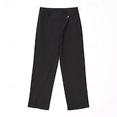 cheap Loose-Men&#039;s Dress Pants Trousers Pocket Layered Straight Leg Plain Comfort Soft Knee Length Formal Outdoor Daily Elegant Fashion Black White Micro-elastic