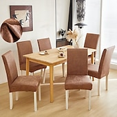 abordables Funda para silla de comedor-1/2/6 fundas elásticas para sillas de comedor y fundas antideslizantes impermeables de moda para sillas de comedor fundas simples de cuero artificial adecuadas para la decoración del hogar hotel