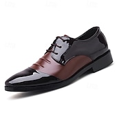 baratos Formal-sapatos oxford masculinos de couro envernizado preto e marrom – sapatos elegantes para banquetes e bailes de formatura para eventos formais