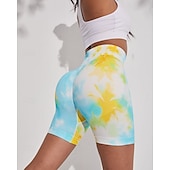 cheap Yoga Shorts &amp; Bikers-Women&#039;s Yoga Shorts Elastic Waistband Tummy Control Butt Lift Lightweight High Waist Yoga Gym Workout Pilates Shorts Blue Green Sports Activewear Stretchy Slim