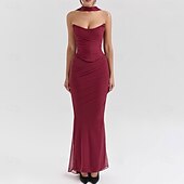 levne Plesové šaty-Mořská panna  trumpet quinceanera šaty elegantní šaty svatba svatební hosté dlouhé do podlahy bez rukávu bezramenné polyesterové bez zad s nařasením
