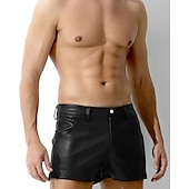 cheap Casual Shorts-Men&#039;s Shorts Summer Shorts Casual Shorts Faux Leather Shorts Pocket Plain Comfort Breathable Short Outdoor Vacation Sport Casual Black Red