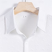 economico camicia da uomo con bottoni-Per uomo Camicia Camicia Estiva Camicia casual Camicia da Spiaggia Camicia con Bottoni Bianco Manica Corta Colore Solido / Tinta Unita Bavero Vacanza Camicia hawaiana Abbigliamento Poliestere Moda