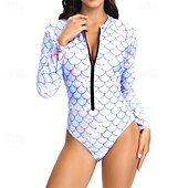 halpa Ihottumavartiot-Naisten Ihottumissuoja Uimapuku UV-aurinkosuojaus UPF50+ Kevyt Pitkähihainen Spandex Uima-asut Uimapuku Etuvetoketju Uinti Lainelautailu Hiekkaranta Vesiurheilu Kalavaa&#039;at Kesä Kevät Syksy