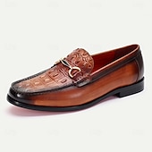 preiswerte Loafer aus hochwertigem Leder-Herren-Loafer aus braunem Leder mit Krokodilmuster und goldenen Details – Kentucky-Derby-Schuhe für formelle und halbformelle Anlässe
