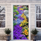 お買い得  ガレージとドアのバナー-夏の小花のドア装飾 ドアカバー ドアタペストリー ドアカーテン装飾 バックドロップ 屋内/屋外ドアバナー フロントドア用ファームハウス