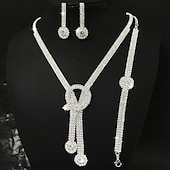 billige Smykkesett-Brude smykker sett 1set Strass Legering Øredobber Halskjeder Armbånd Dame Elegant Mote Stilfull Smykkesett Til Bryllup Fest Spesiell Leilighet