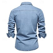 preiswerte Freizeithemden für Herren-Herren Hemd Sommerhemd Freizeithemd Strandhemd Knopfhemd Schwarz Dunkelblau Leicht Blau Langarm Einfach Revers Urlaub Hawaiianisch Tasche Bekleidung 100% Baumwolle Mode Lässig Bequem