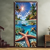 ieftine Capacele ușilor-Decorațiuni de ușă cu plajă de vară huse pentru ușă tapiserie de ușă draperie de ușă decor de fundal pentru ușă banner de ușă interioară/exterioară pentru ușa din față a fermei