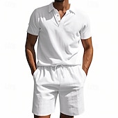 cheap Men&#039;s Classic Polo-Men&#039;s Golf Shirt Golf Polos Shirts Work Casual Lapel Short Sleeve Basic Modern Plain Buttons 2 Piece Summer Regular Fit Apricot Black White Navy Blue Light Grey Army Green Golf Shirt