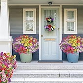 economico Piante e Fiori Artificiali-20 mazzi di fiori artificiali per decorazioni esterne fiori di seta finti resistenti ai raggi UV piante finte margherita artificiale eucalipto per primavera estate giardino cortile portico finestra