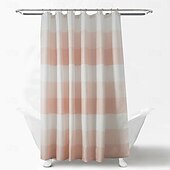 economico Tende doccia-Tende da doccia per bagno tenda da doccia in poliestere con motivo a strisce in tessuto waffle e occhielli in metallo e ganci in plastica 180cm*180cm (70&quot;*70&quot;)
