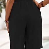 cheap Cotton Linen Shorts-Women&#039;s Cotton Linen Shorts Shorts Crop Streetwear Casual Knee Length Natural Plain Pocket Elastic Waist Outdoor Comfortable Outdoor Going out Light Sky Blue Black White Dark navy Summer Regular Fit