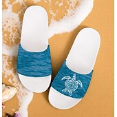 billiga Semester Sandaler-damsandaler med havssköldpaddor med tryck – trendig och praktisk stil för män vid strandsemester, besök i vattenparker och kustpromenader