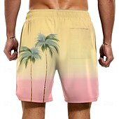 billiga Tropiska växter och blommor-Herr Kokosnötsträd Sköldpaddor Tropiska växter Fodrade shorts 2 i 1 simshorts Badshorts Medium Midja Hawaiisk Semester Sidfickor Med kompressionsfoder Elastisk dragsko i midjan Designer Kläder