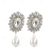 abordables Boucles d&#039;oreilles-Femmes Boucles d&#039;oreilles Clips Géométrique Fleur Précieux Élégant Perle d&#039;imitation Diamant Imitation Des boucles d&#039;oreilles Bijoux Argent Pour Mariage Soirée Quotidien 1 Paire