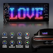 abordables 123496-Panneau LED programmable intelligent pour voiture, panneau LED flexible et lumineux à défilement pour voiture, application Bluetooth, animations RVB, texte, graffiti, message publicitaire avec