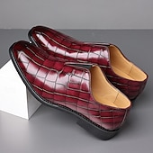 economico Mocassini-scarpe slip-on da uomo in similpelle con motivo coccodrillo bordeaux – scarpe casual eleganti per eventi smart-casual