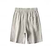 billiga Herrarnas Elite Shorts-herrshorts i 100 % linne enfärgad knälång utomhus casual daglig semester etnisk stil denim blå ljus khaki oelastisk