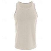 cheap Tank Tops-Men&#039;s Tank Top Vest Top Undershirt Sleeveless Shirt Sleeveless Crew Neck Summer Plain Fashion Designer Basic Classic Vacation Street Going out Black White Wine Top Tee for Men