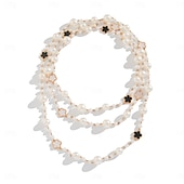 abordables Colliers-Collier Sautoir Perle d&#039;imitation Femmes Élégant Mode Perles Trèfle Mignon Mariage Cercle Colliers Tendance Pour Mariage Soirée Quotidien