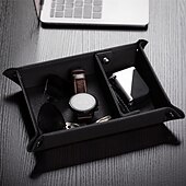 preiswerte Aufbewahrung &amp; Organisation-PU-Leder-Schreibtisch-Organizer-Tablett, Schlüsselhalter mit mehreren Fächern, Schmuck &amp;Make-up-Aufbewahrungstablett, hochwertiger Leder-Eingangsorganizer für Zuhause oder das Büro