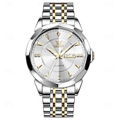 cheap Quartz Watches-OLEVS 9977 Men&#039;s Top Luxury Brand Quartz Watch, Fashion Business, Stainless Steel, Date Week, Diamond Scale, Waterproof
