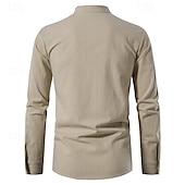 economico Vacanza-Per uomo Camicia Camicia di lino Stile vichingo Camicia Estiva Abbigliamento da spiaggia Camicia pirata Tinta unica Vacanza Ferie Bianco Blu marino Azzurro cielo Verde Manica Lunga Collo alla coreana