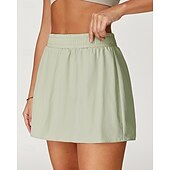 cheap Women's Skirts &amp; Skorts-Women's Solid Colored Casual Skirt Tennis Skirts Tennis Skirts with Shorts Pleated UPF50+ Quick Dry Tennis Golf Pickleball Bottoms Black Ivory Light Green Tennis Clothing