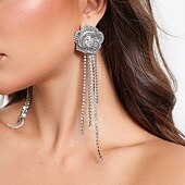 cheap Earrings-Women&#039;s Stud Earrings Tassel Fringe Precious Flower Shape Fashion Luxury Romantic Imitation Diamond Earrings Jewelry Silver For Wedding Party Gift 1 Pair