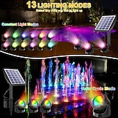 baratos Luzes e lanternas de caminho-Holofotes solares externos, luzes rgb que mudam de cor, holofotes subaquáticos de paisagem 2000mah ip68 à prova d&#039;água, holofotes de paisagem led para aquário, jardim, quintal, piscina, lago, fonte,
