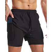 baratos shorts ativos masculinos-Homens Calção Justo de Natação Shorts de Natação Bermuda de Surf Bloco de cor Secagem Rápida Respirável Com forro de compressão com passador de toalha Férias Praia Havaiana Casual Preto