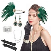 olcso Kiegészítők és még sok más-A nagy Gatsby Flapper fejpánt Gyöngyös karkötő Fülbevaló A nagy Gatsby Toll Retro Csillogó glitter Női Farsang Valentin nap Álarcos mulatság Party estélyi viselet Álarcos mulatság Fesztivál Felnőttek