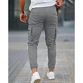 abordables Pantalons Cargo-Homme Pantalons Cargo Pantalons Boutons Poche à Rabat Uni Portable Extérieur Quotidien Camping &amp; Randonnée Mode Classique Noir Vert Véronèse