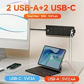 cheap Household Appliances-Flat Plug Surge Protector Power Strip with 5ft/10ft Extension Cord, 8 AC Outlets &amp; 4 USB Ports (2 USB-A, 2 USB-C)