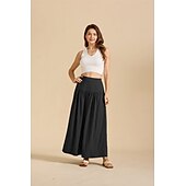 levne Spodní části-Retro Středověké Renesanční Po kotníky Sukně Cottagecore Pevná barva Dámské Fantazie Dovolená LARP Ren Faire Dospělé Sukně Jaro léto