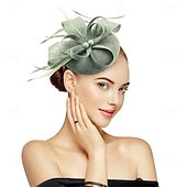 tanie Fascynatory i kapelusze-Stroik Sinamay Kapelusz Fedora Ślub Wieczorna impreza Herbaciane przyjęcie Wyścigi konne koktajl Zabytkowe Śłodkie Z Pióro Kwiaty Winieta Nakrycia Głowy