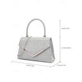 cheap Clutches &amp; Evening Bags-Women&#039;s Glitter Evening Clutch Bag with Chain Strap – Elegant Structured Top Handle Purse for Weddings, Cocktail Parties and Formal Events
