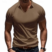 economico Polo classica da uomo-Per uomo Maglia da golf Polo Piqué Affari Casuale Bavero Manica Corta Moda Essenziale Tinta unica Testurizzato Bottoni Estate Primavera &amp; Autunno Vestibilità regolare Marrone Scuro Bianco Grigio