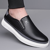 baratos Ténis para Homem-Tênis masculinos slip-on brancos com detalhes em PU – calçados leves e modernos para streetwear, viagens e trajes casuais
