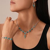economico Parure di gioielli-Set di Gioielli 3 Blu Zircone cubico Rame 1 Collana 1 Bracciale Orecchini Per donna Elegante Vintage Moda Stile Vintage Classico Geometrico Parure di gioielli Per Matrimonio Feste Occasione speciale