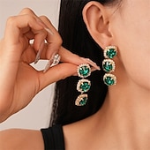 economico Parure di gioielli-Set di Gioielli Completo Due Pezzi Argento Zirconia Cubica Cromo 1 Collana Orecchini Moda Femminile Elegante Vintage Carino Stile Vintage Classico Set di Gioielli Geometrici per Matrimonio Fête