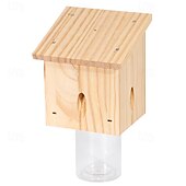 abordables Soins et soutien aux animaux-Piège à abeilles charpentières pour l&#039;extérieur - Pièges à abeilles charpentières suspendus en bois de style pentroof pour l&#039;extérieur - Pièges à insectes avec voûte amovible (1 paquet)