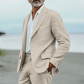 abordables Maillots de plage-Costumes décontractés d&#039;été pour hommes mariages bleu ciel sauge mode quotidienne couleur unie ajustement standard 2 pièces à simple boutonnage deux boutons