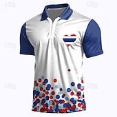 levne Festival-Pánské veteráni Vlastenec Polokošile na zip Golfová košile Krátký rukáv Polo tričko Košile s límečkem Na běžné nošení Streetwear Oblečení na dovolenou Párty oblečení 3D tisk Polo na čtvrt zip Jaro