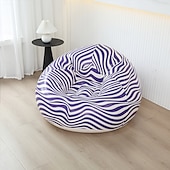 cheap Outdoor Activity-1pc Inflatable Sofa - Single-Size PVC Zebra Stripe Lounge Chair with Carry Bag Portable Indoor/Outdoor Camping &amp; Home Use Striped Pattern in Multiple Colors Inflatable Furniture