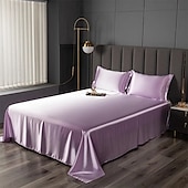 abordables Parures de draps-Drap en soie glacée Pièce unique Drap de satin Drap de soie cool Housse de coussin Ensemble de trois pièces