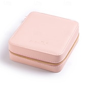 abordables Rangement et organisation-Boîte à bijoux de voyage avec miroir, étui de rangement portable en cuir PU, boîte à bijoux multifonctionnelle pour boucles d&#039;oreilles, bagues, colliers et accessoires