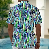 voordelige Geometrisch patroon-Voor heren Geometrisch Golven Verblindende kleur Overhemd Normaal shirt Overhemd met knopen Korte mouw Mode-casual Buiten Vakantie Dagelijks gebruik Zomer Lente Strijkijzer 3D-afdrukken shirts met